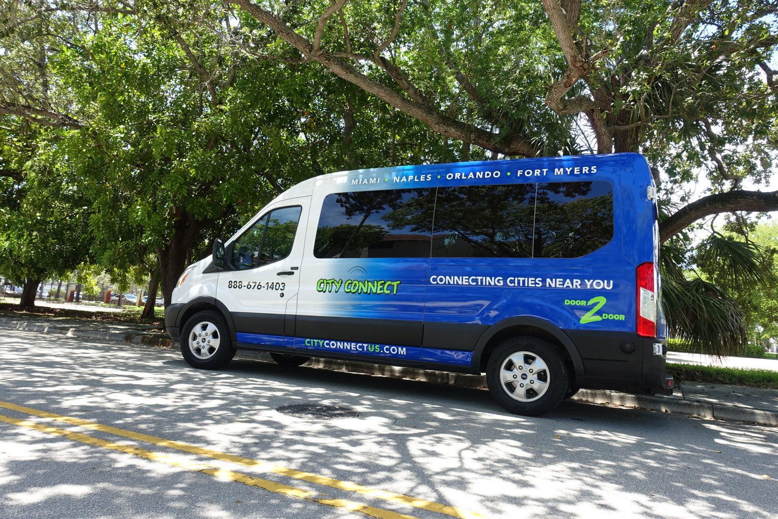 city CONNECT shuttle parked